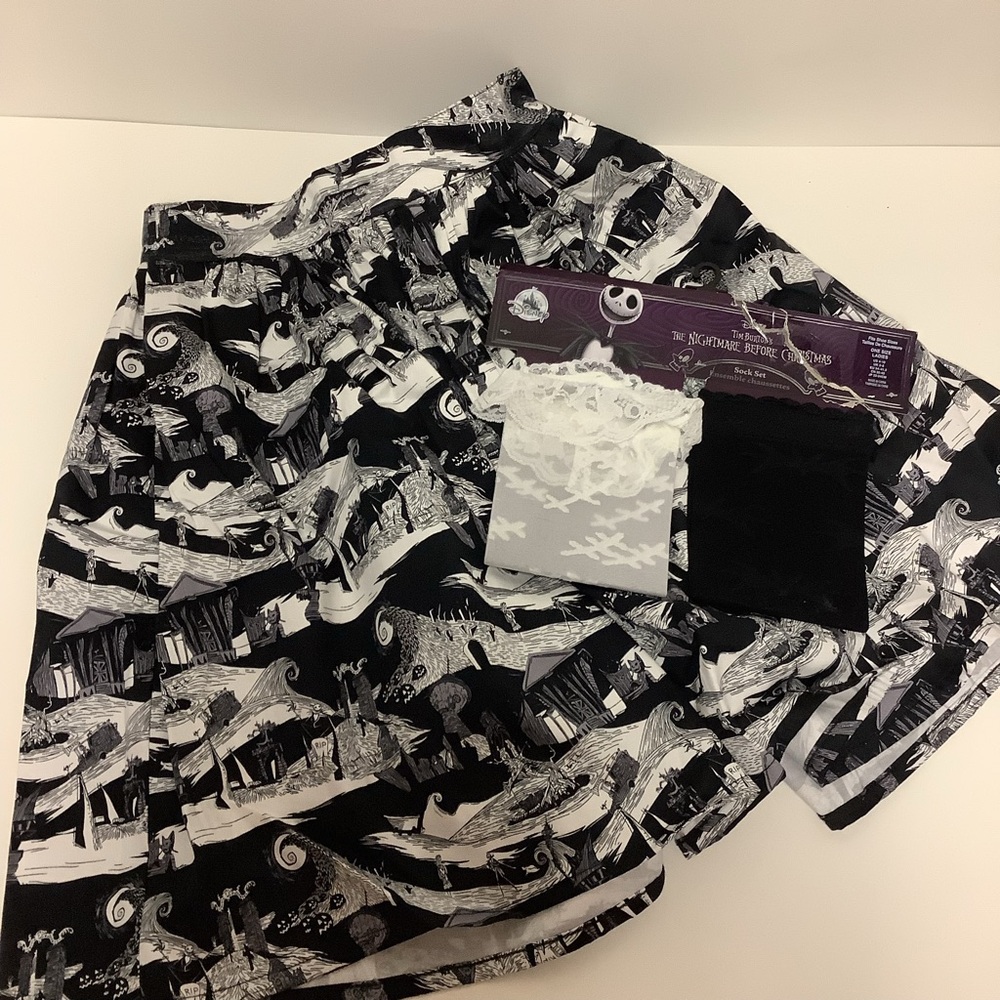 Authentic Disney Nightmare Before Christmas Skirt XS Black and White NBC Design